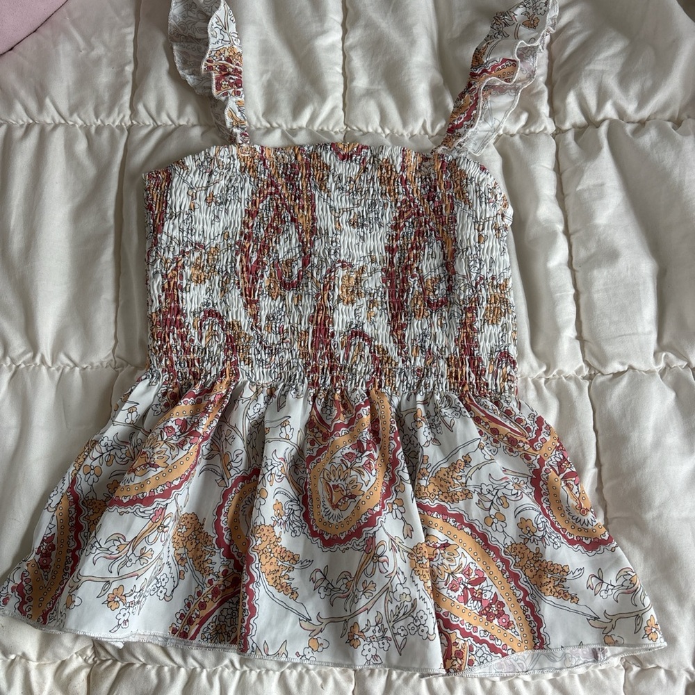 SHEIN Multicolor Paisley Smocked Tank Top